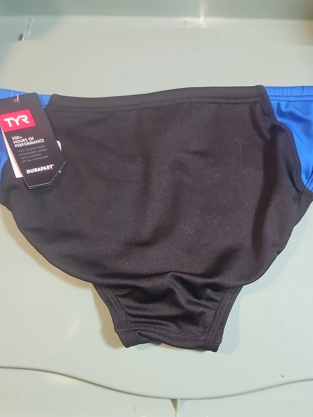 TYR Men’s Hexa Blade Splice Racer Swim Brief: BLACK/BLUE: NEW WITH TAGS: 32 (M)